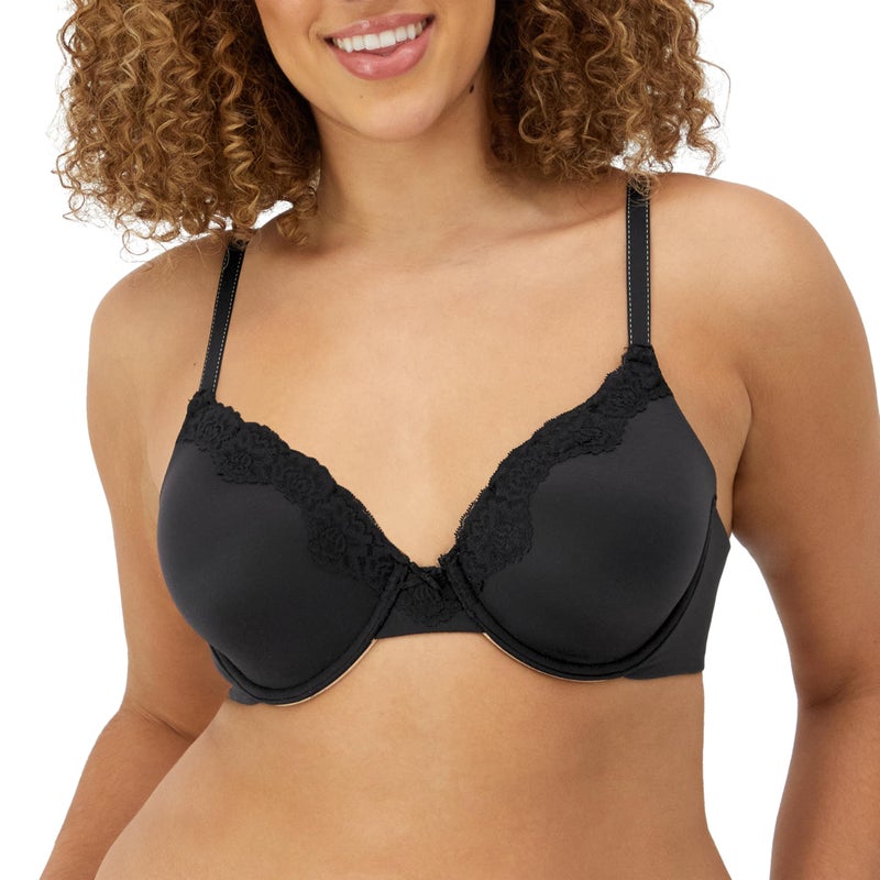 Maidenform صدرية ميدنفورم للنساء بتصميم مريح مزينة، -أسود مع بطانة بيج، 42C - Image 1